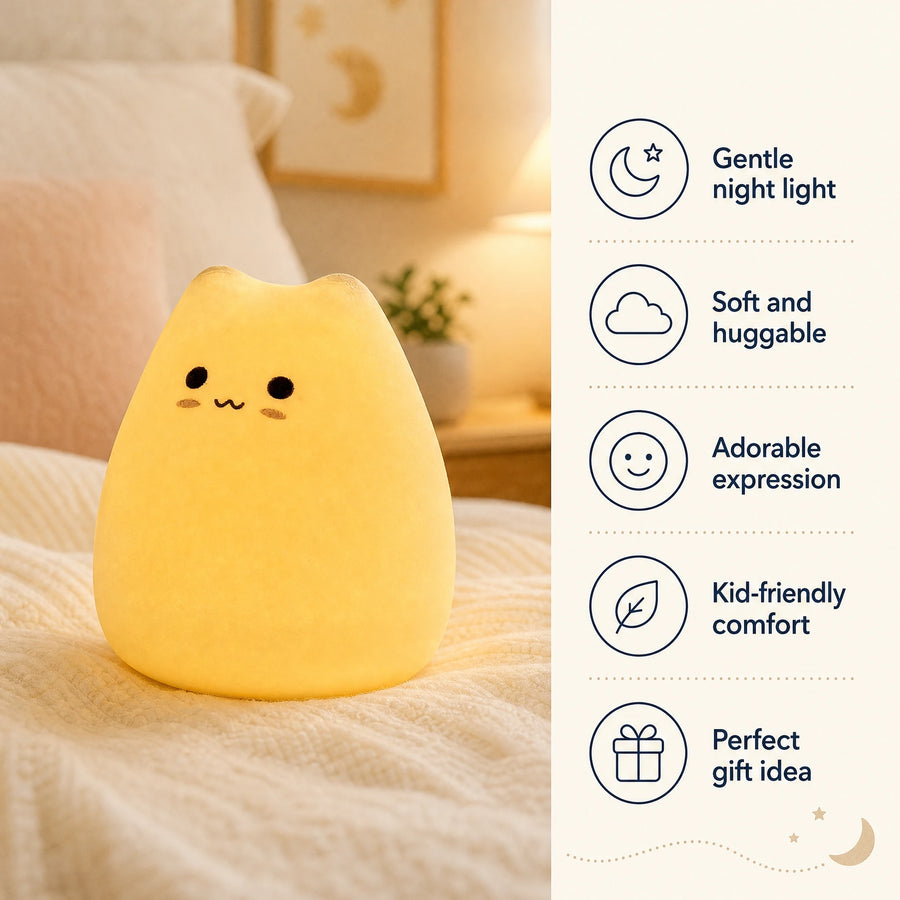 Cat Night Light in Soft Silicone with Warm Glow - Bénéfices produit