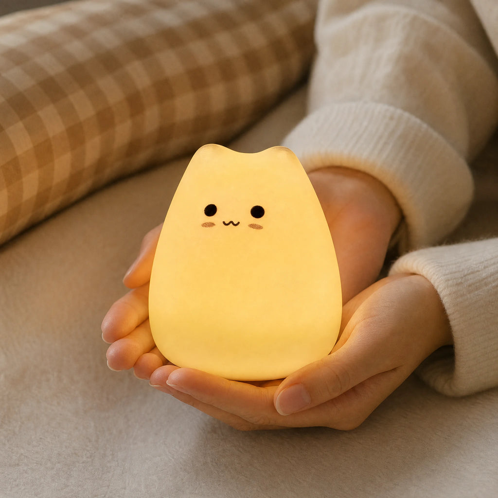 Cat Night Light in Soft Silicone with Warm Glow - Utilisation du produit