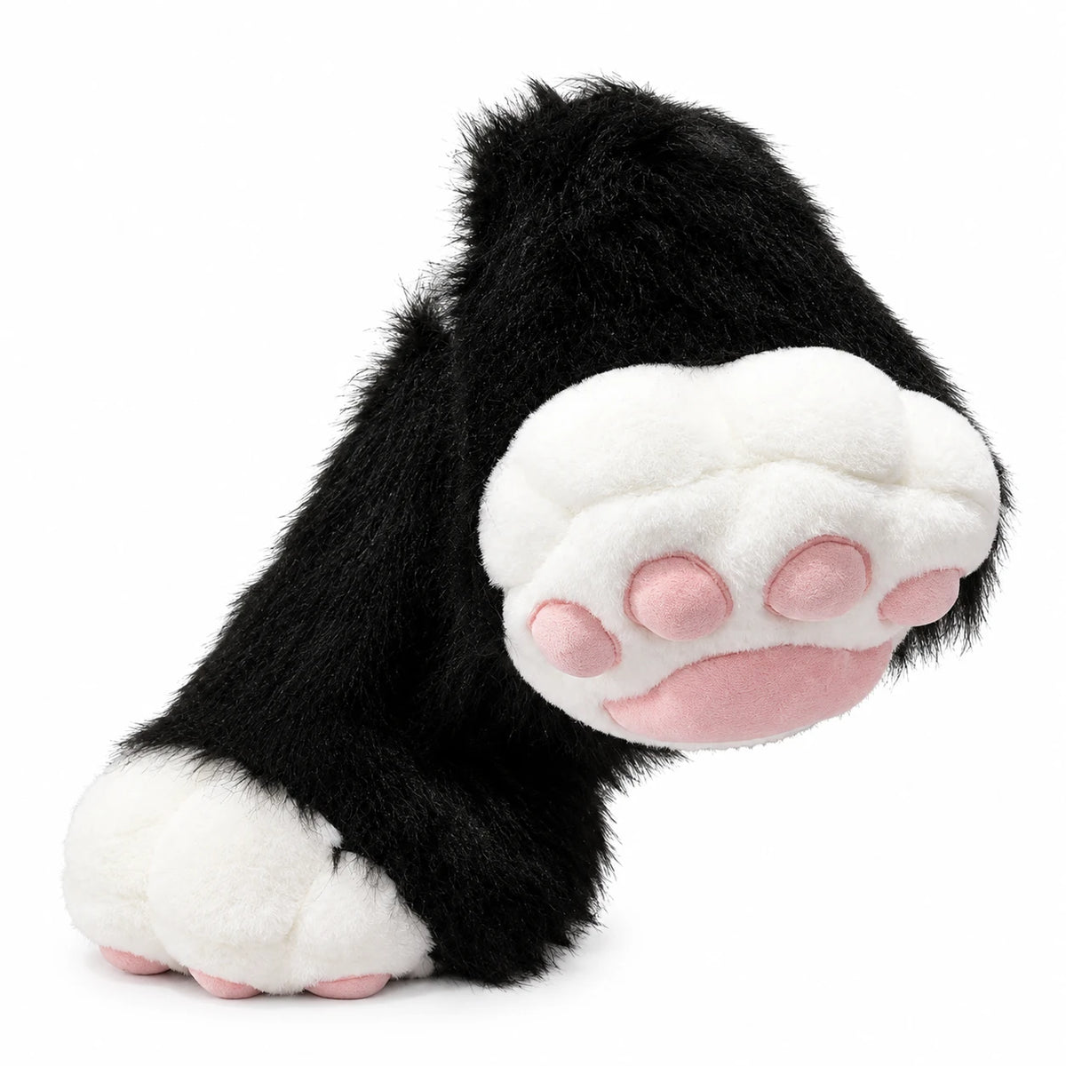 Cat Paw Slippers with Pink Toe Pads and Fluffy White Fur - Mixed Boots