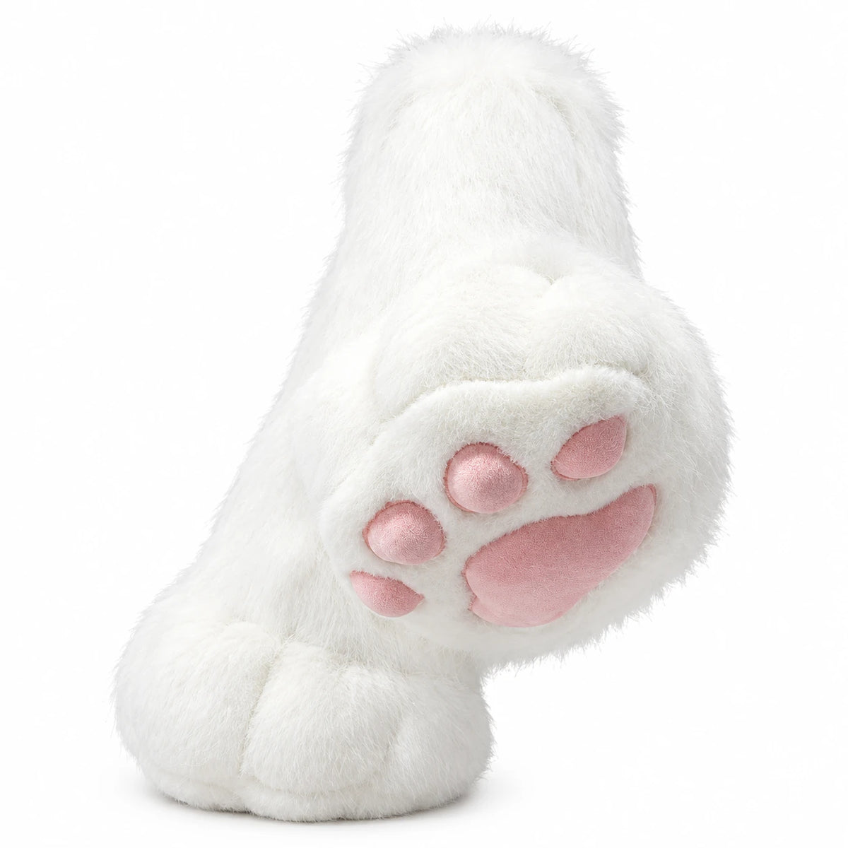 Cat Paw Slippers with Pink Toe Pads and Fluffy White Fur - White Boots