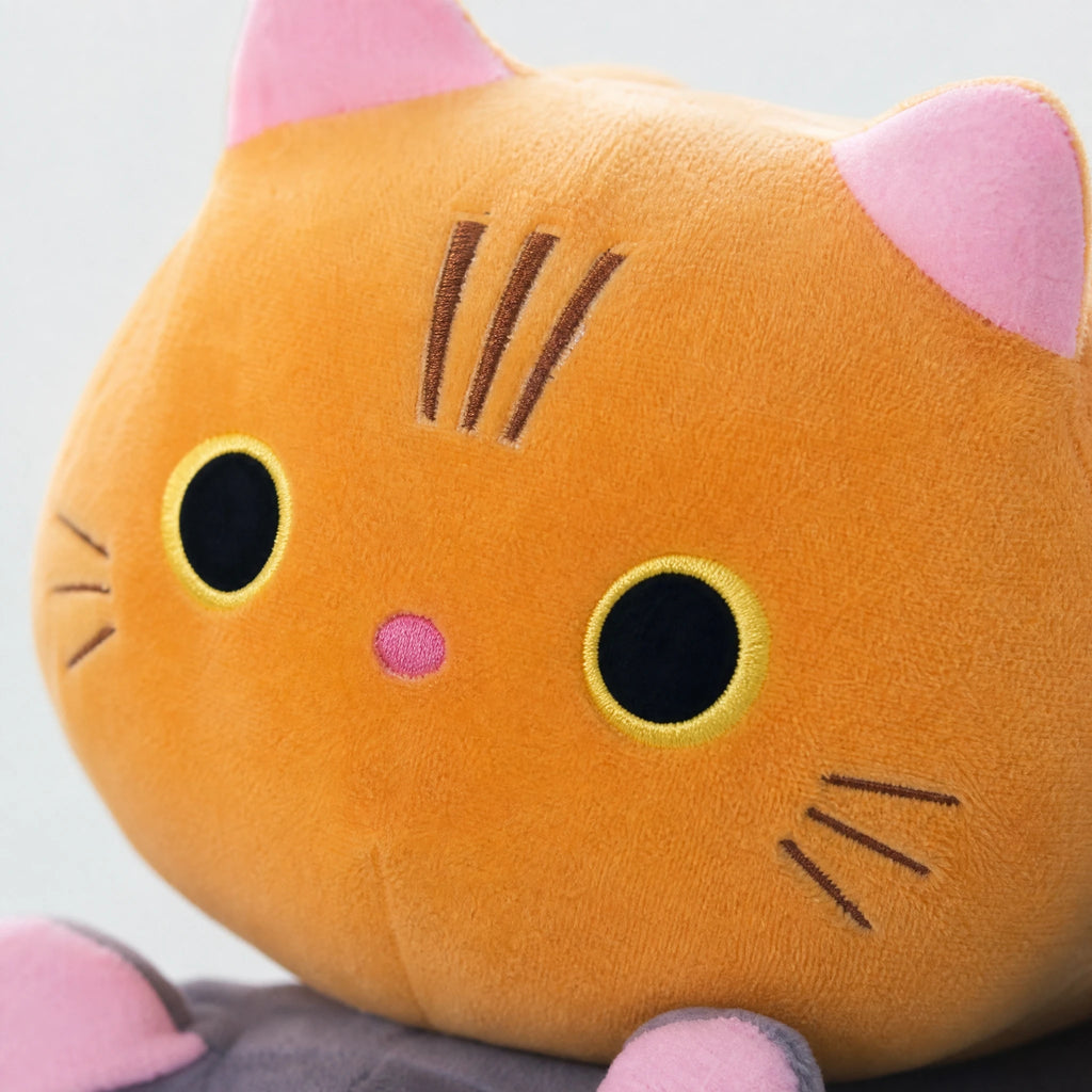 Cat Pillow Plush with Big Eyes – Soft Cuddle Companion - Détail matière