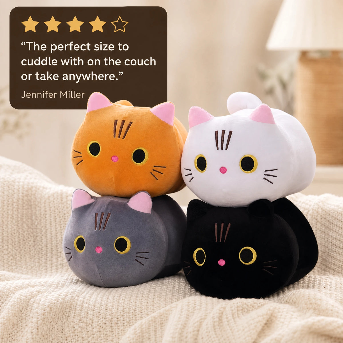 Cat Pillow Plush with Big Eyes – Soft Cuddle Companion - Image témoignage