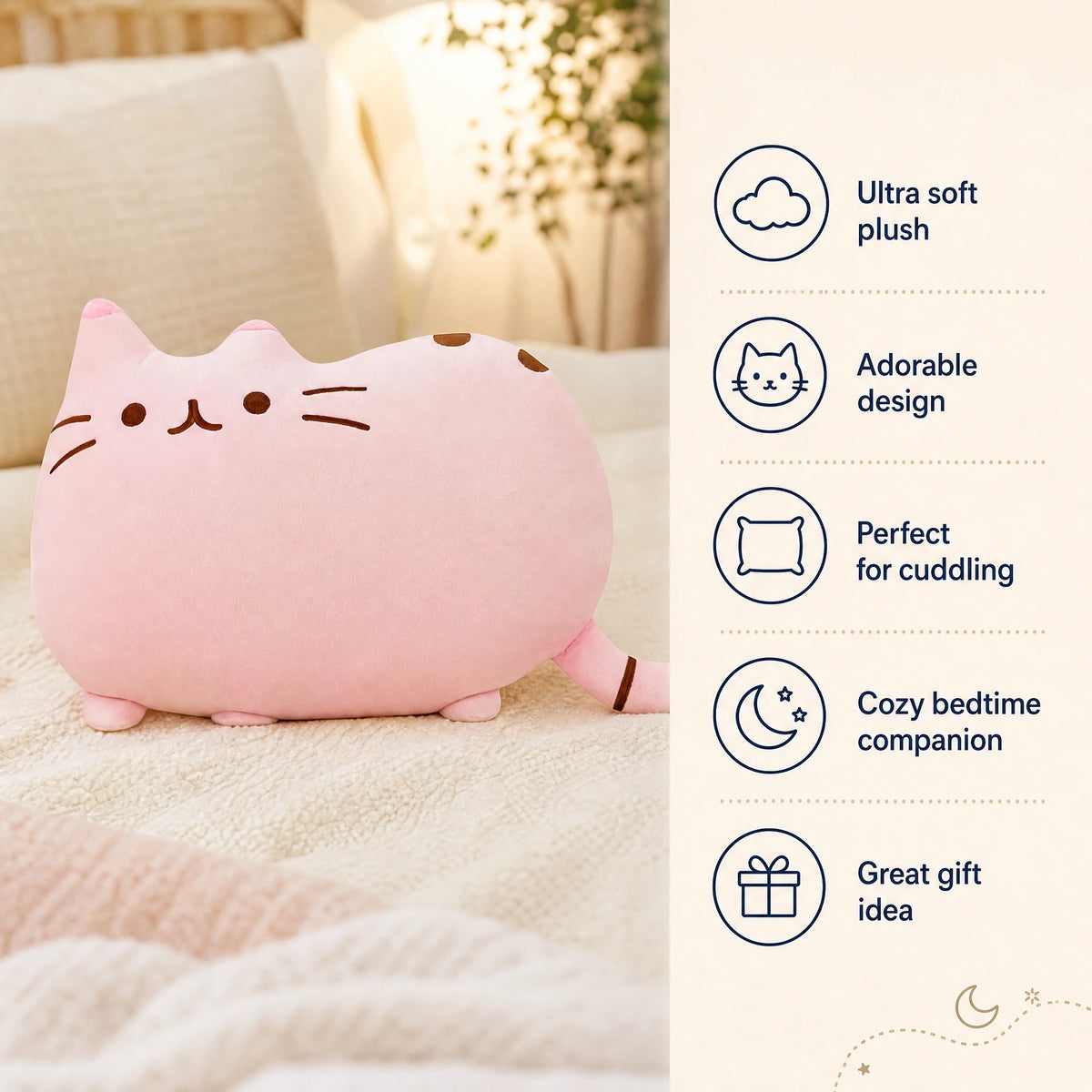 Cat Plush Pillow with Adorable Face Design - Bénéfices produit