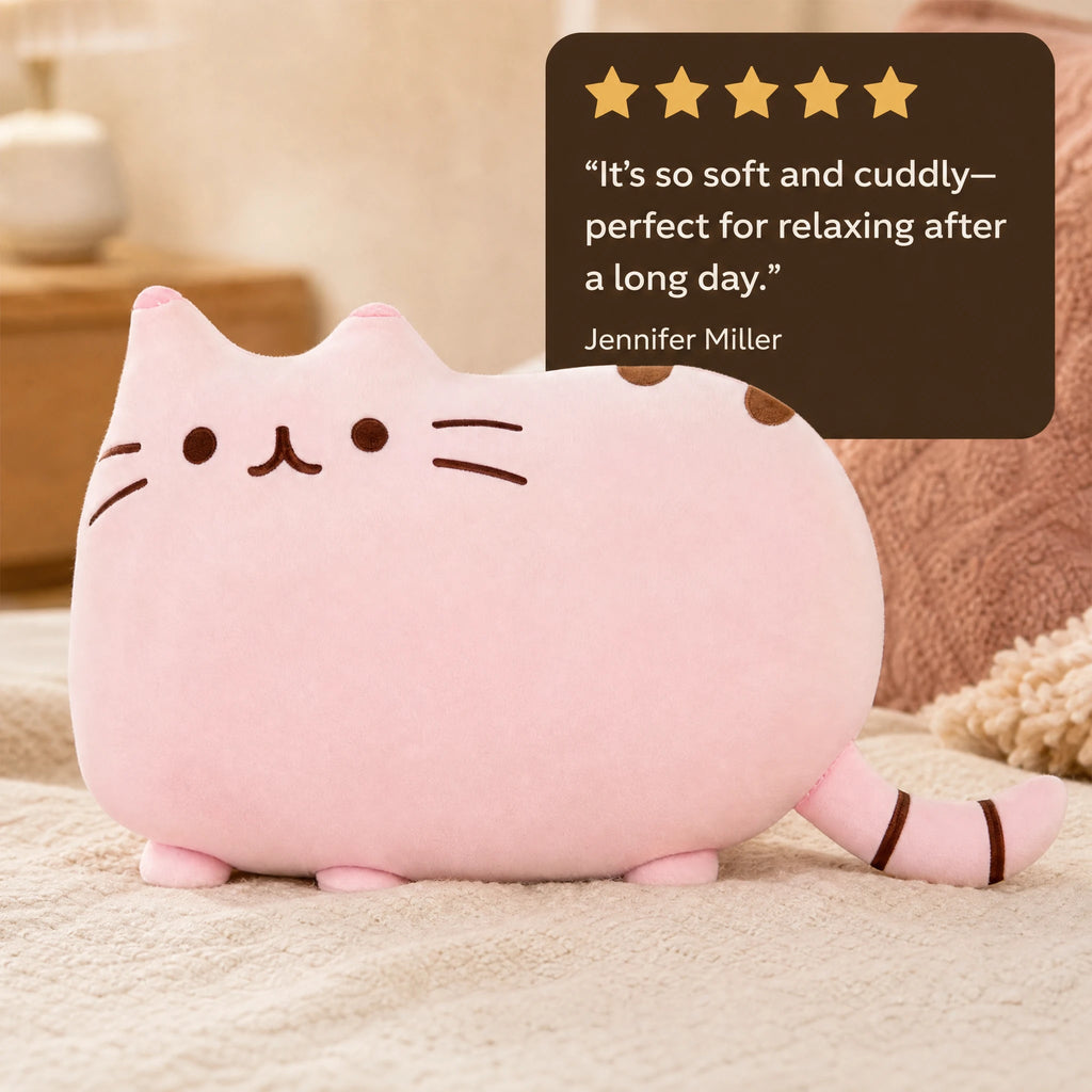 Cat Plush Pillow with Adorable Face Design - Image témoignage
