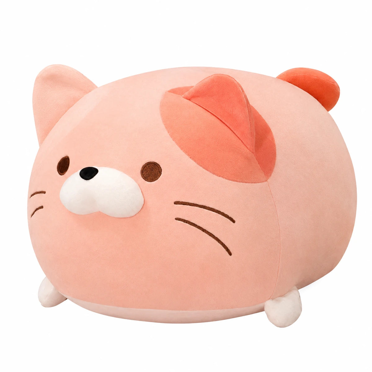 Cat Plush Pillow with Rounded Shape and Embroidered Details - Pink / 19.5in / 50cm · Pink / 23.5in / 60cm