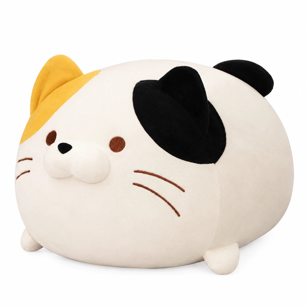 Cat Plush Pillow with Rounded Shape and Embroidered Details - White / 19.5in / 50cm · White / 23.5in / 60cm