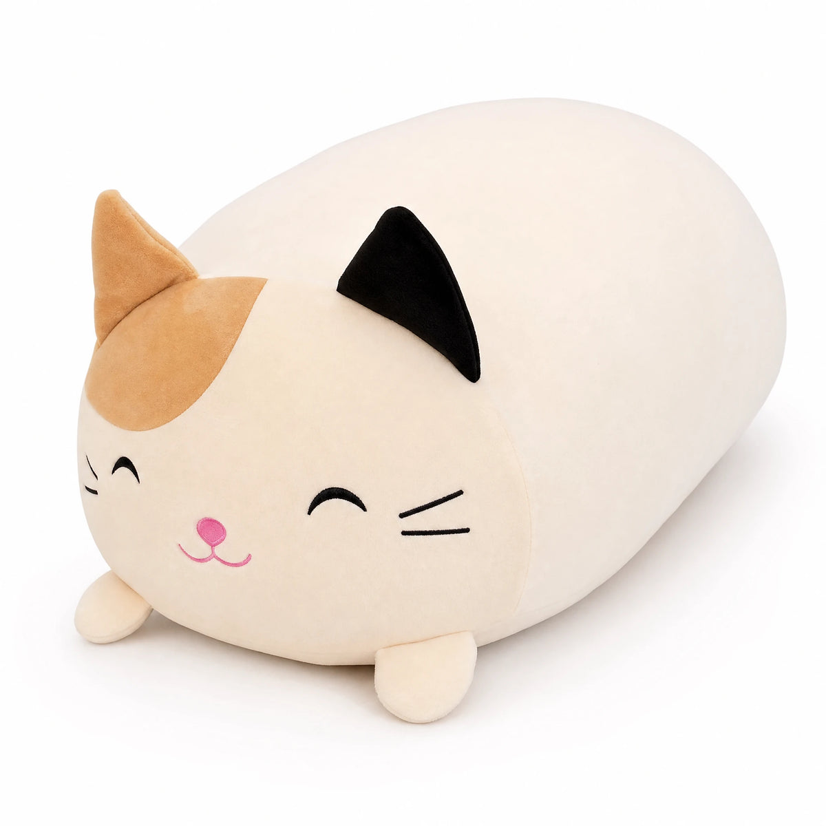 Cat Plush Pillow with Soft Rounded Shape - Fond blanc