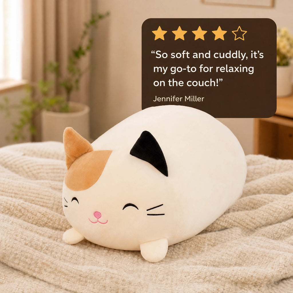 Cat Plush Pillow with Soft Rounded Shape - Image témoignage