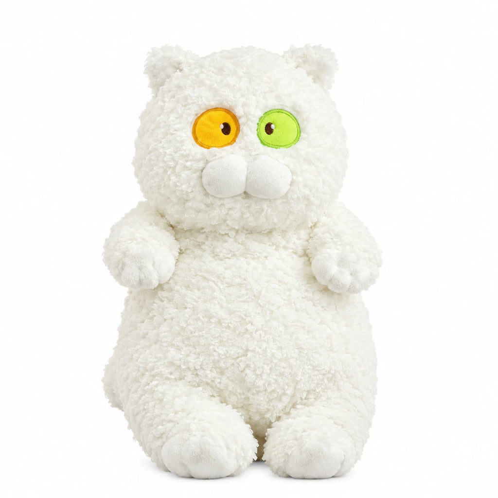 Cat Plush Toy with Large Yellow Eyes and Dark Grey Fur - White / 15.5in / 40cm … (3 tailles)