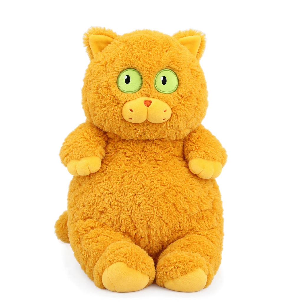 Cat Plush Toy with Large Yellow Eyes and Dark Grey Fur - Yellow / 15.5in / 40cm … (3 tailles)