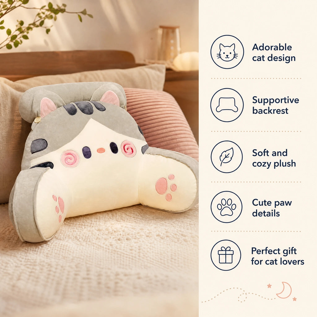Cat Reading Pillow with Armrest and Lumbar Support - Bénéfices produit