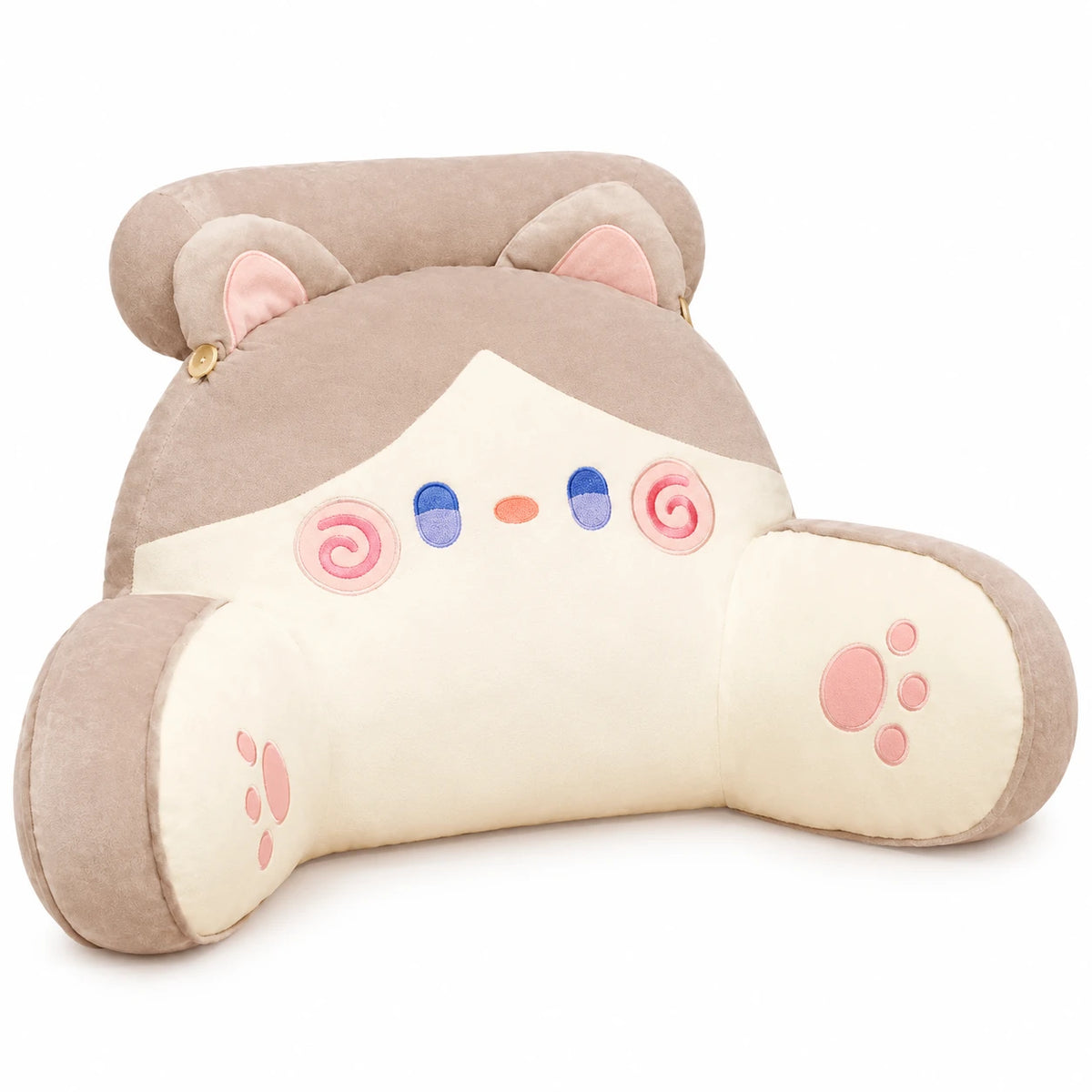 Cat Reading Pillow with Armrest and Lumbar Support - Brown Cat / 20in / 50cm … (2 tailles)