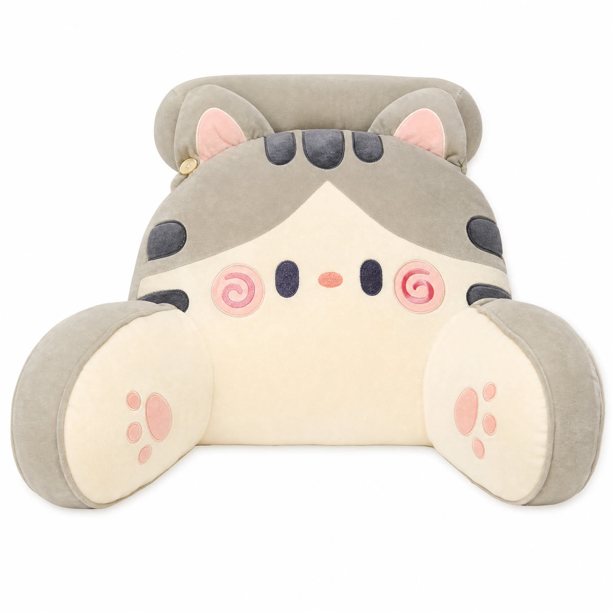 Cat Reading Pillow with Armrest and Lumbar Support - Fond blanc