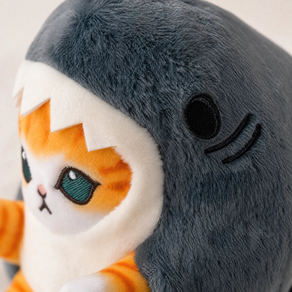 Cat Shark Plush - Striped Costume Design in Soft Fabric - Détail matière