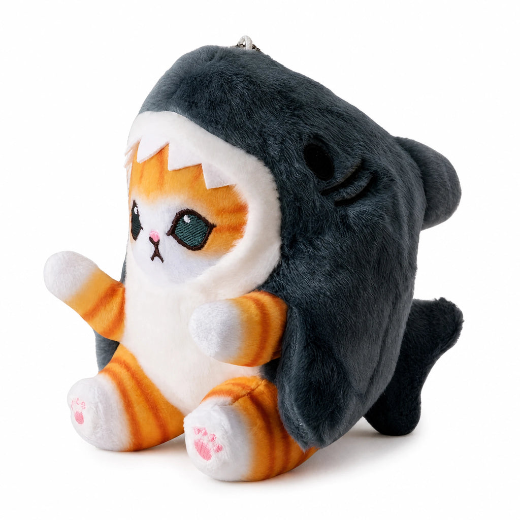 Cat Shark Plush - Striped Costume Design in Soft Fabric - Fond blanc, autre angle
