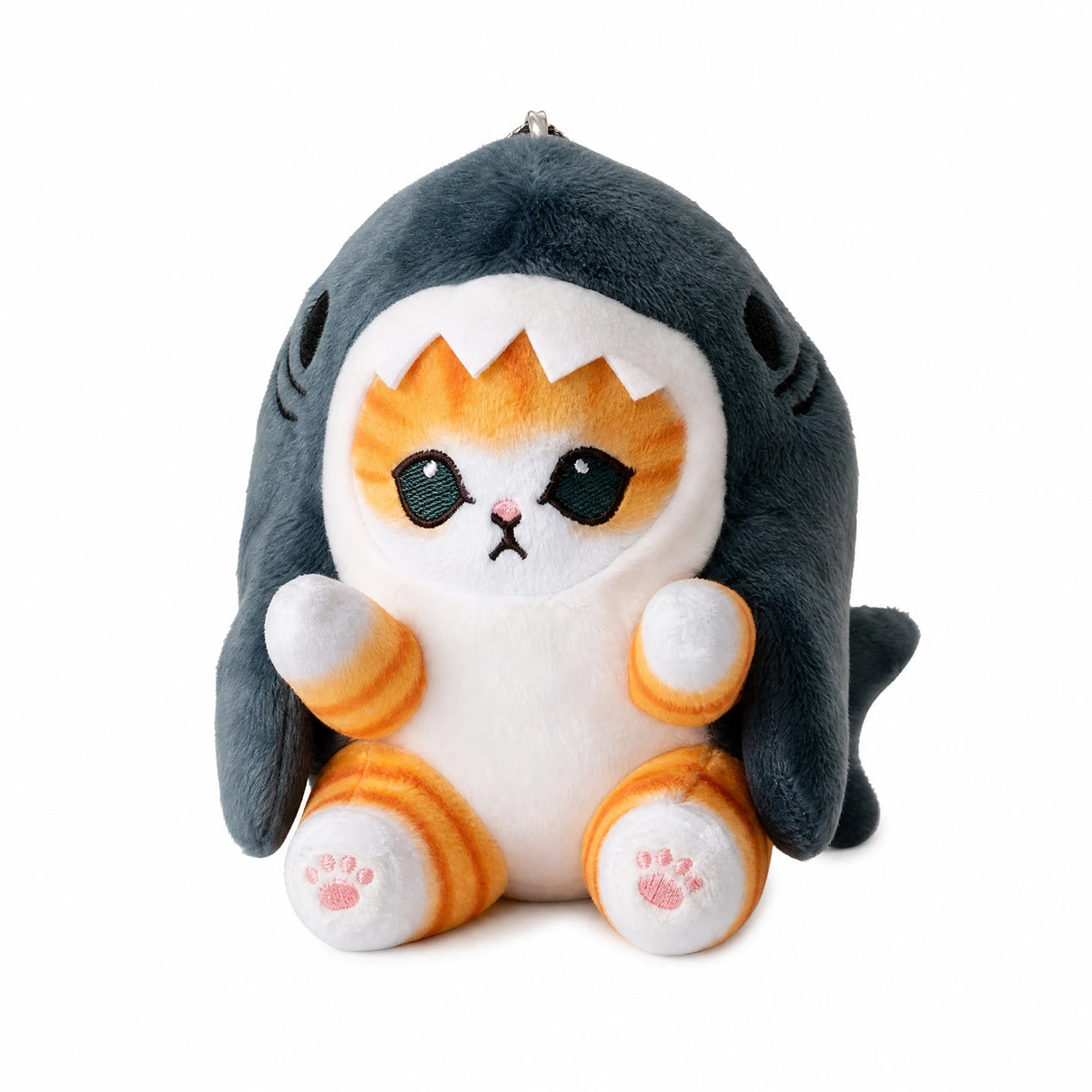 Cat Shark Plush - Striped Costume Design in Soft Fabric - Fond blanc