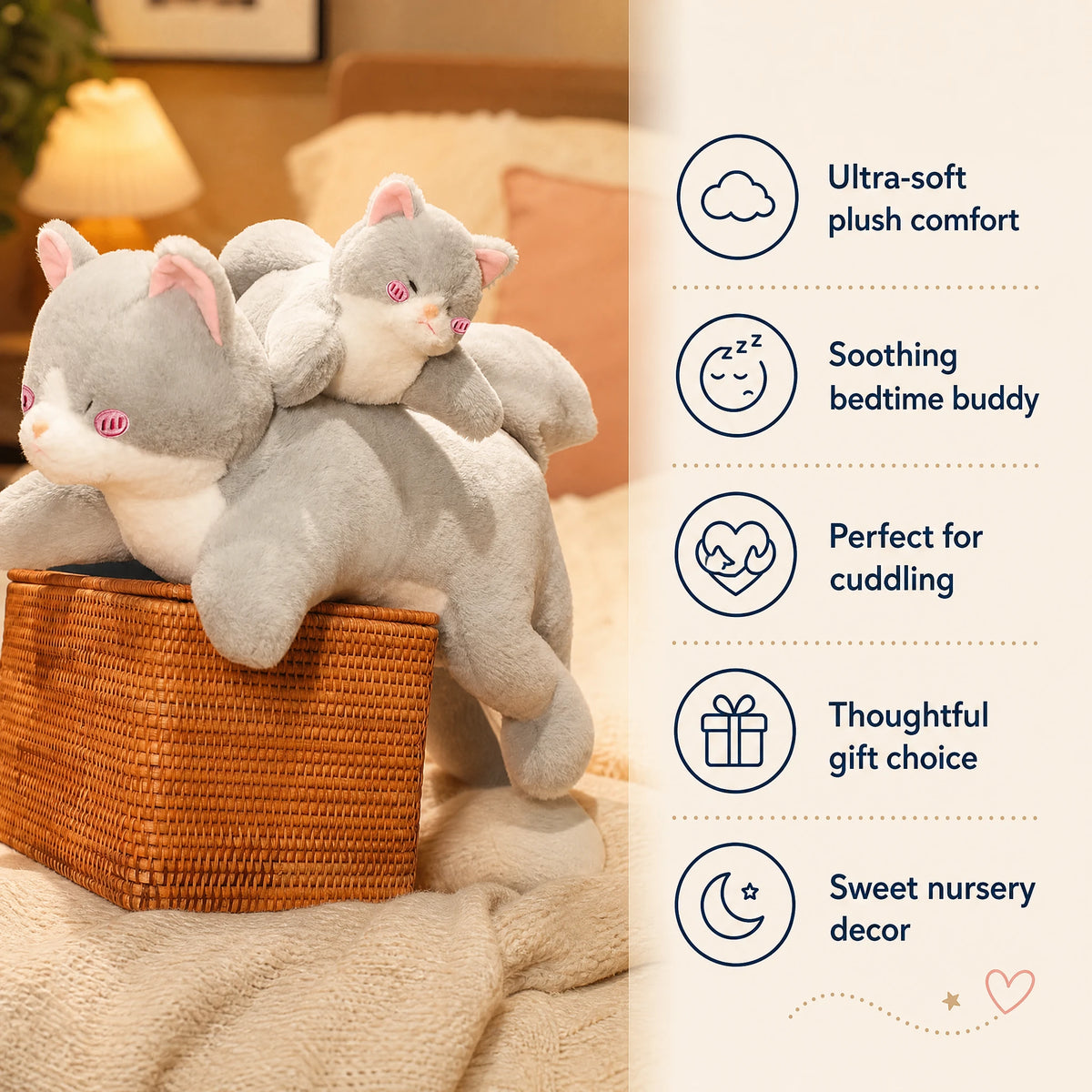 Cat Shark Plush with Dual Animal Design - Bénéfices produit
