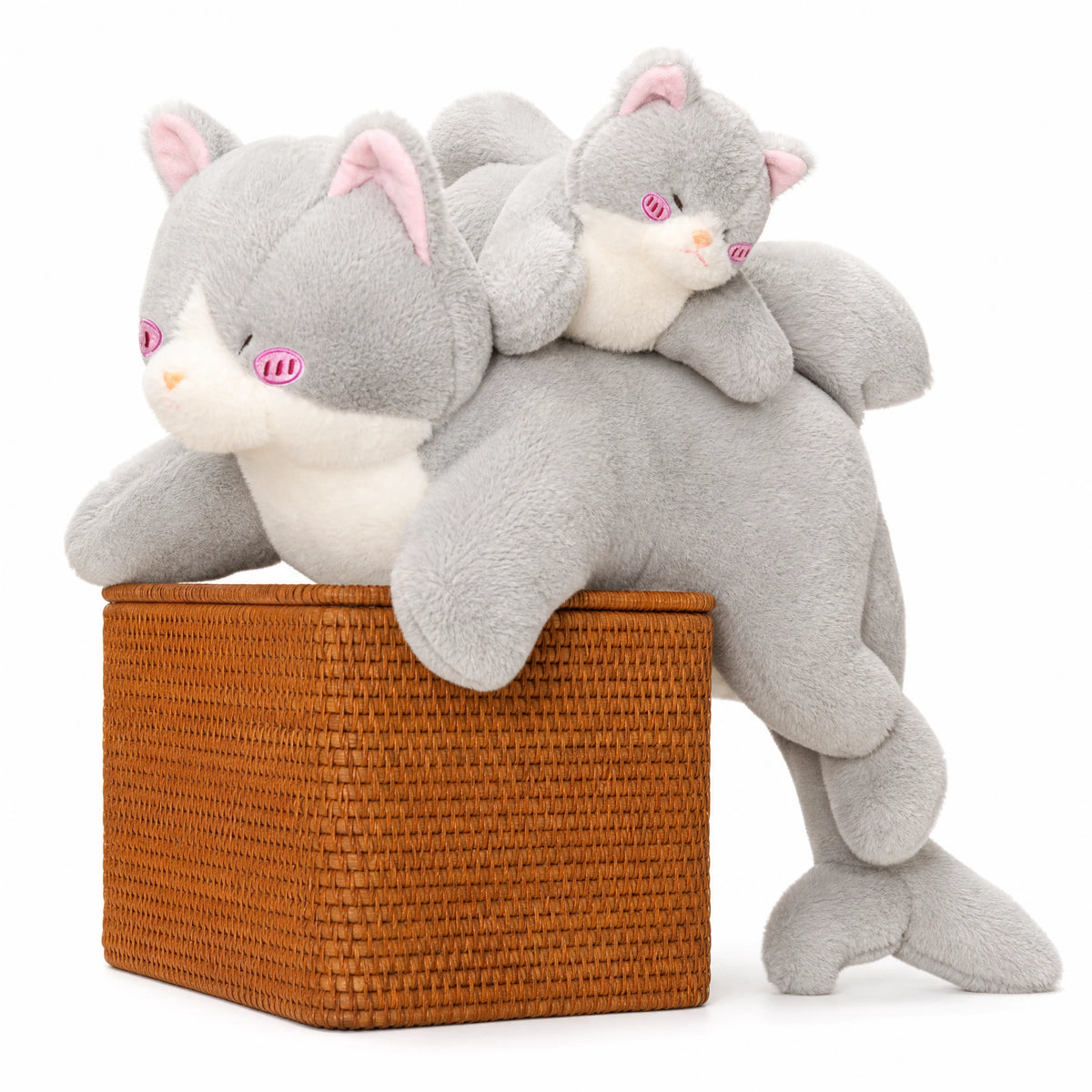 Cat Shark Plush with Dual Animal Design - Fond blanc
