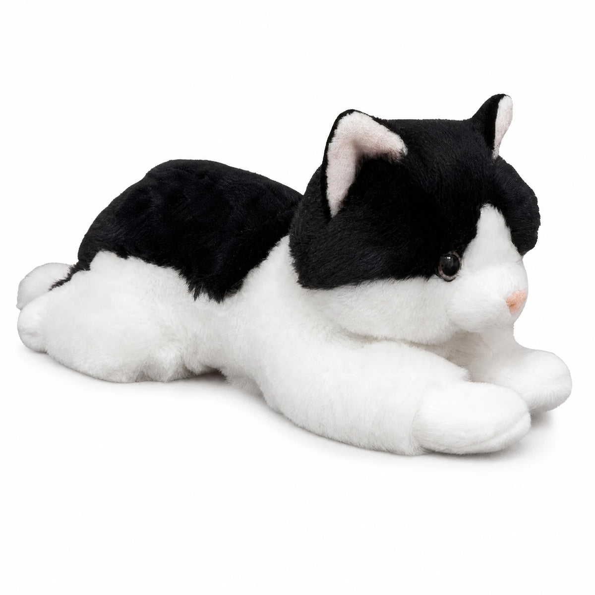 Cat Stuffed Animal Black and White Tuxedo Design - Fond blanc, autre angle