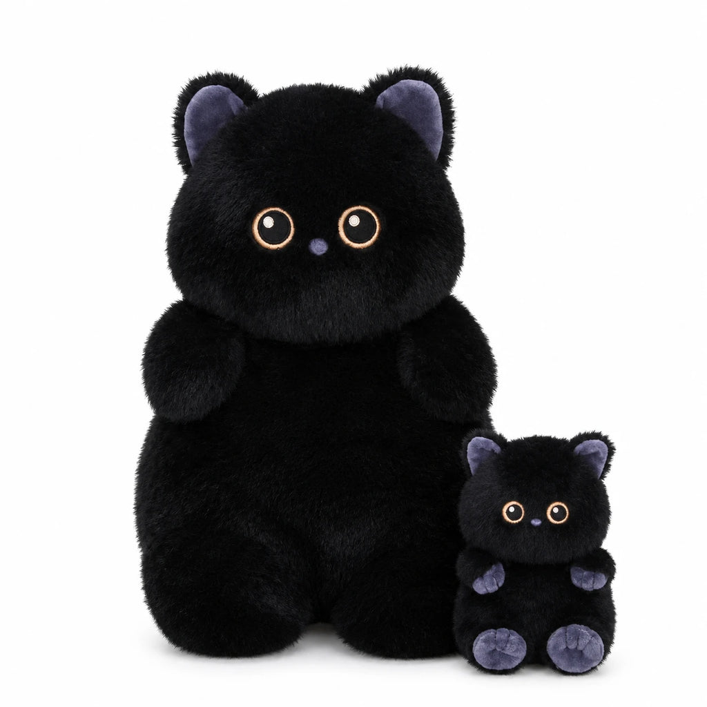 Cat Stuffed Animal, Calico Kitten with Chubby Cheeks - Boba (Black) / 15.5in / 40cm (Plush) … (2 tailles)