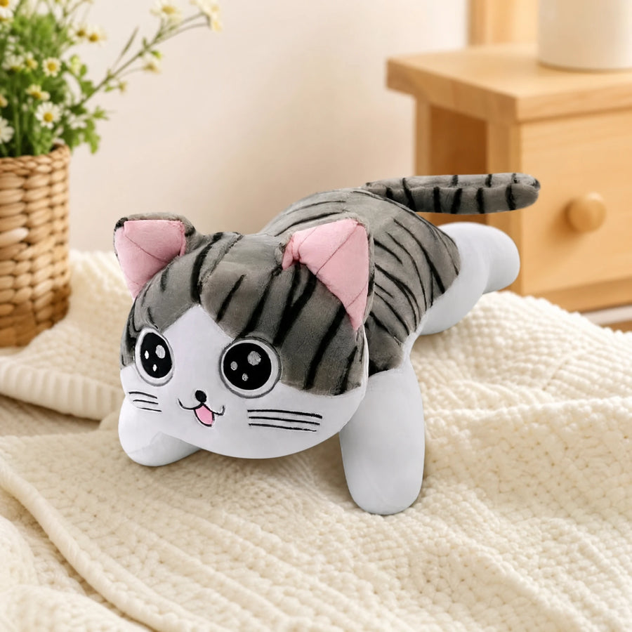Cat Stuffed Animal, Gray Tabby Plush with Kawaii Eyes - Utilisation du produit