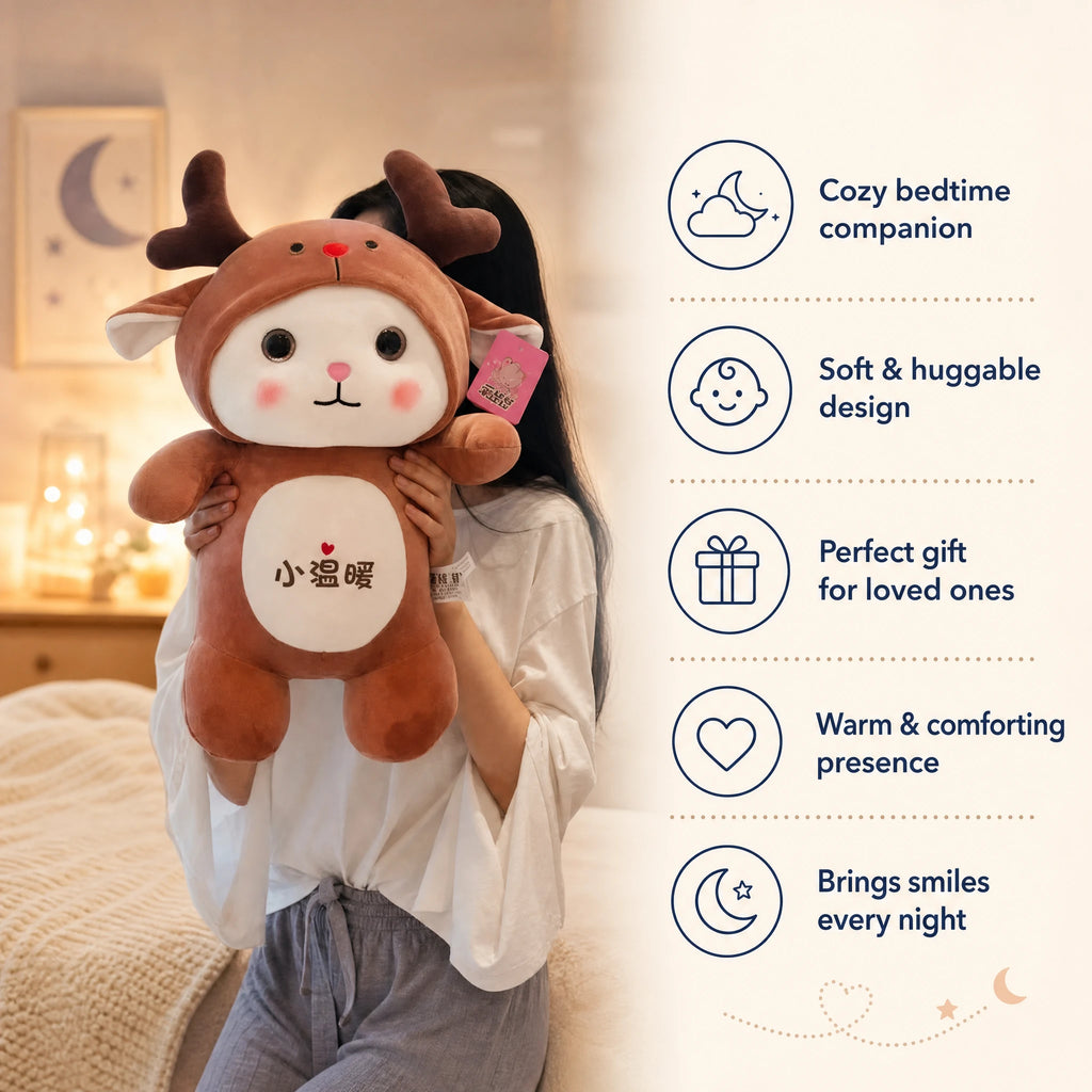 Cat Stuffed Animal in Deer Costume with White Belly - Bénéfices produit