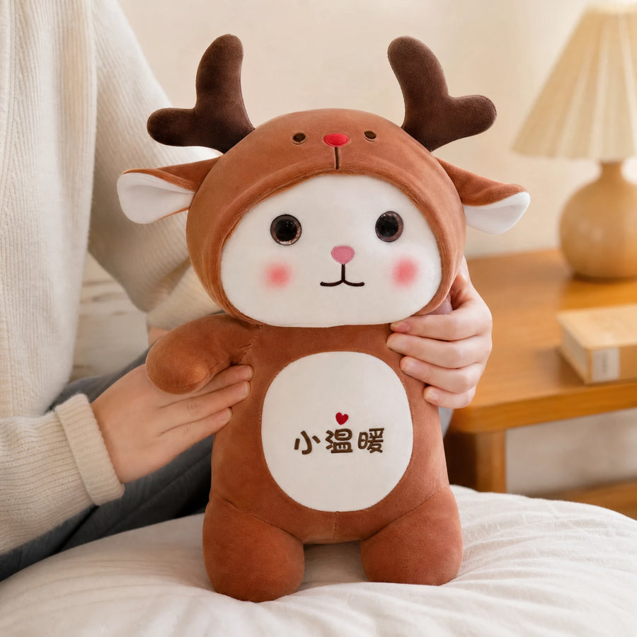 Cat Stuffed Animal in Deer Costume with White Belly - Utilisation du produit
