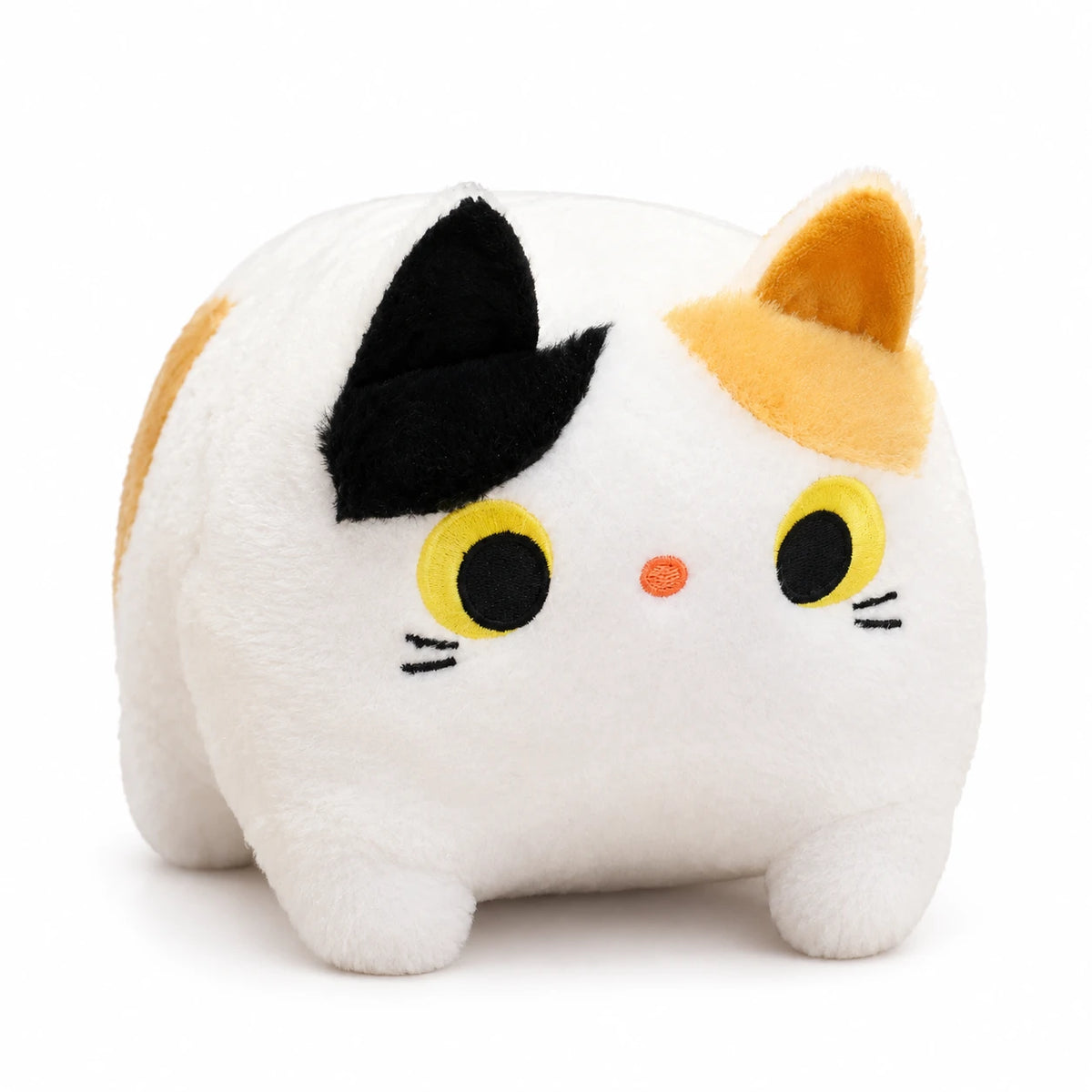 Cat Stuffed Animal with Cubic Plush Design - White