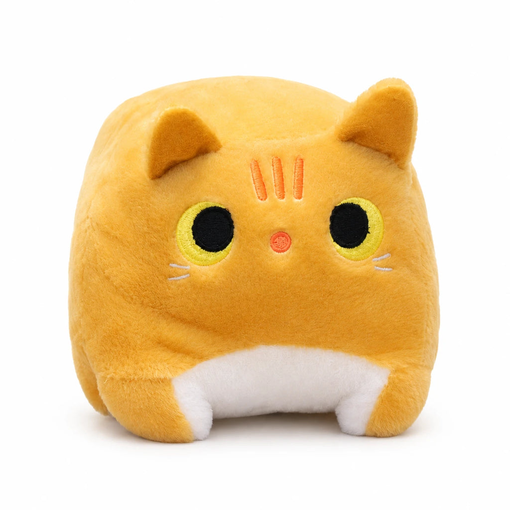 Cat Stuffed Animal with Cubic Plush Design - Yellow
