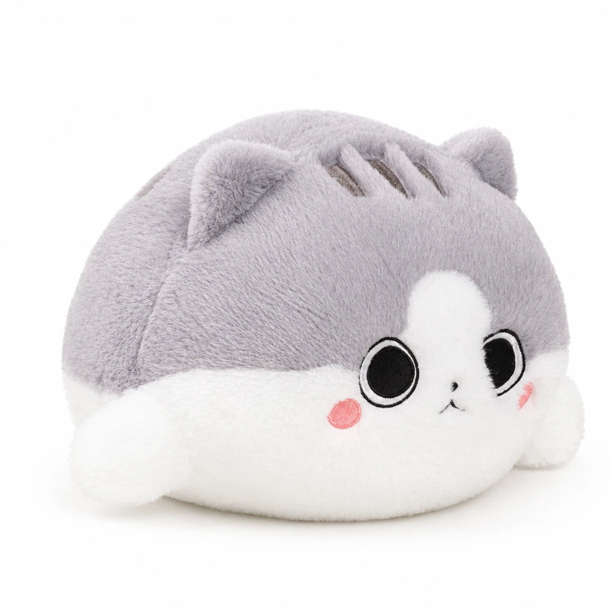 Cat Stuffed Animal with Fishtail Design and Mood Faces - Grey Blushing
