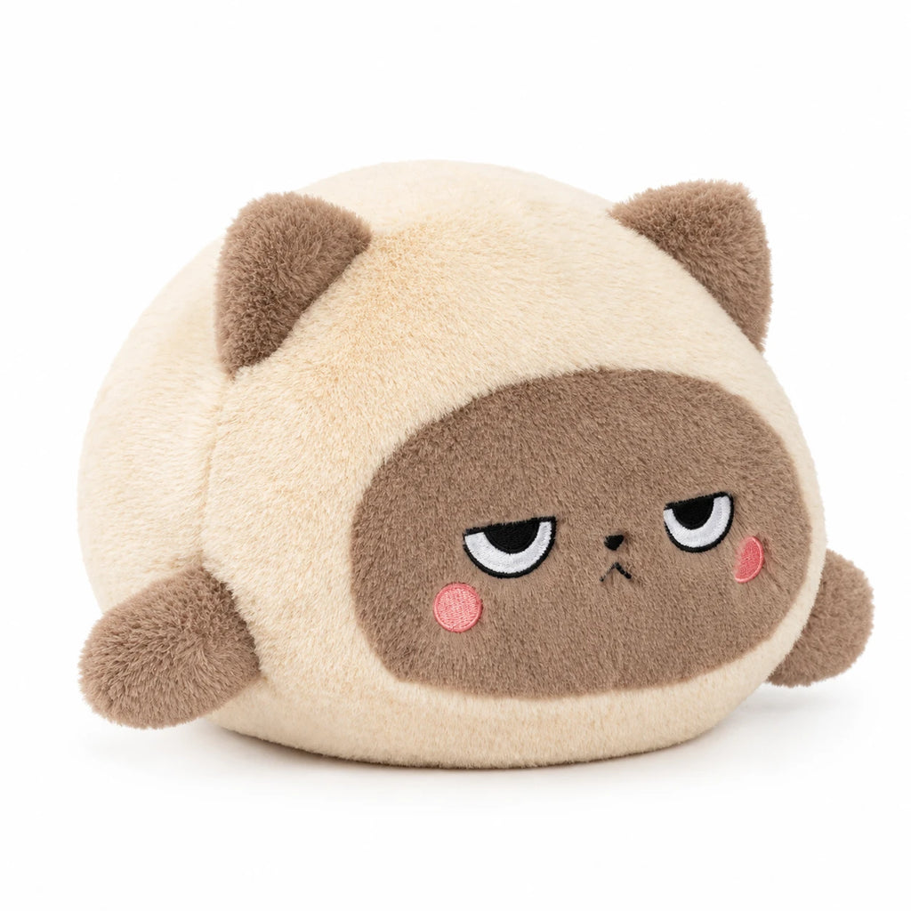 Cat Stuffed Animal with Fishtail Design and Mood Faces - Siamese Moody