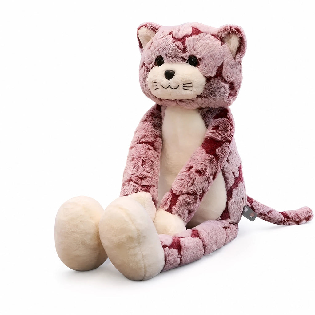 Cat Stuffed Animal with Long Legs and Striped Plush Fur - Fond blanc, autre angle