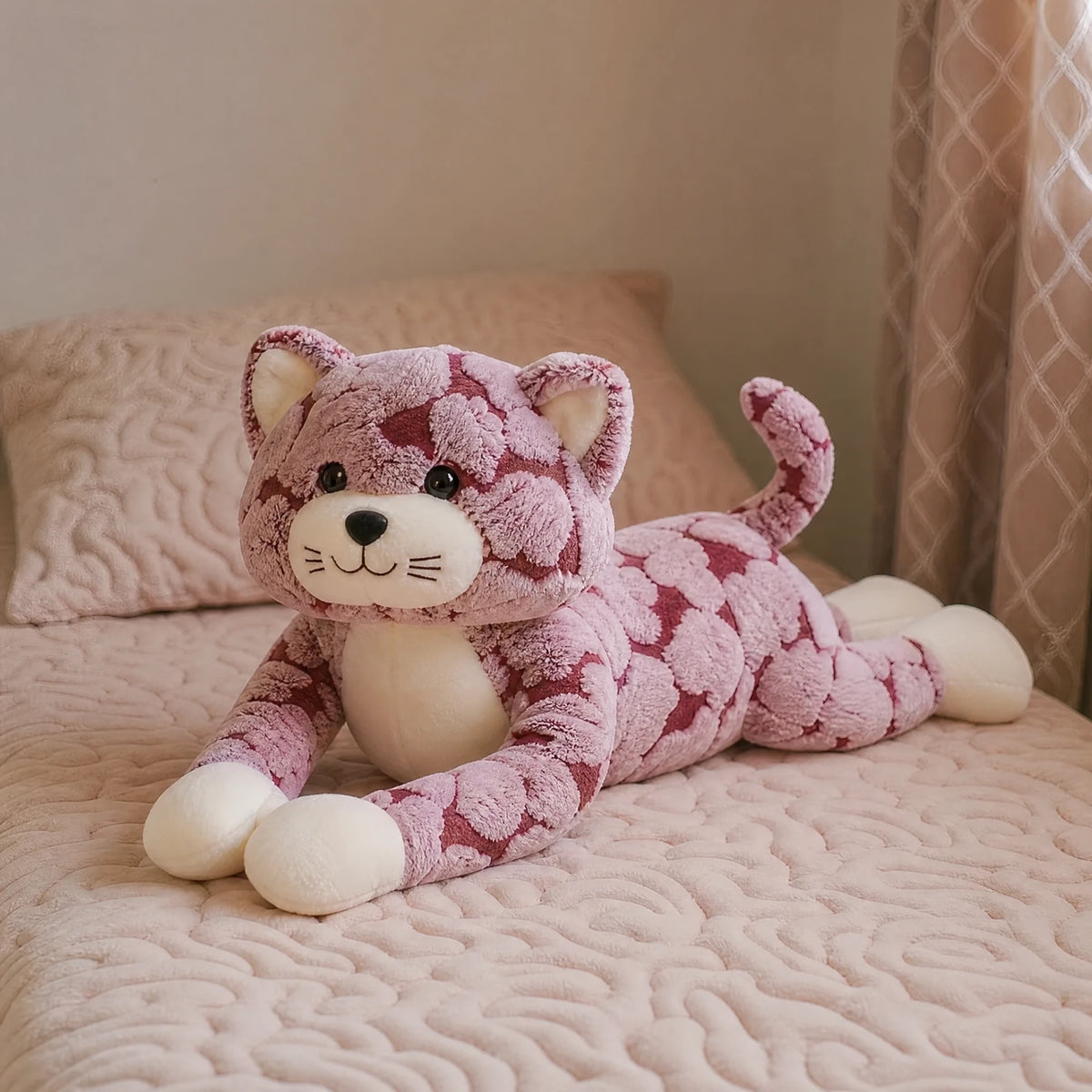 Cat Stuffed Animal with Long Legs and Striped Plush Fur - Utilisation du produit
