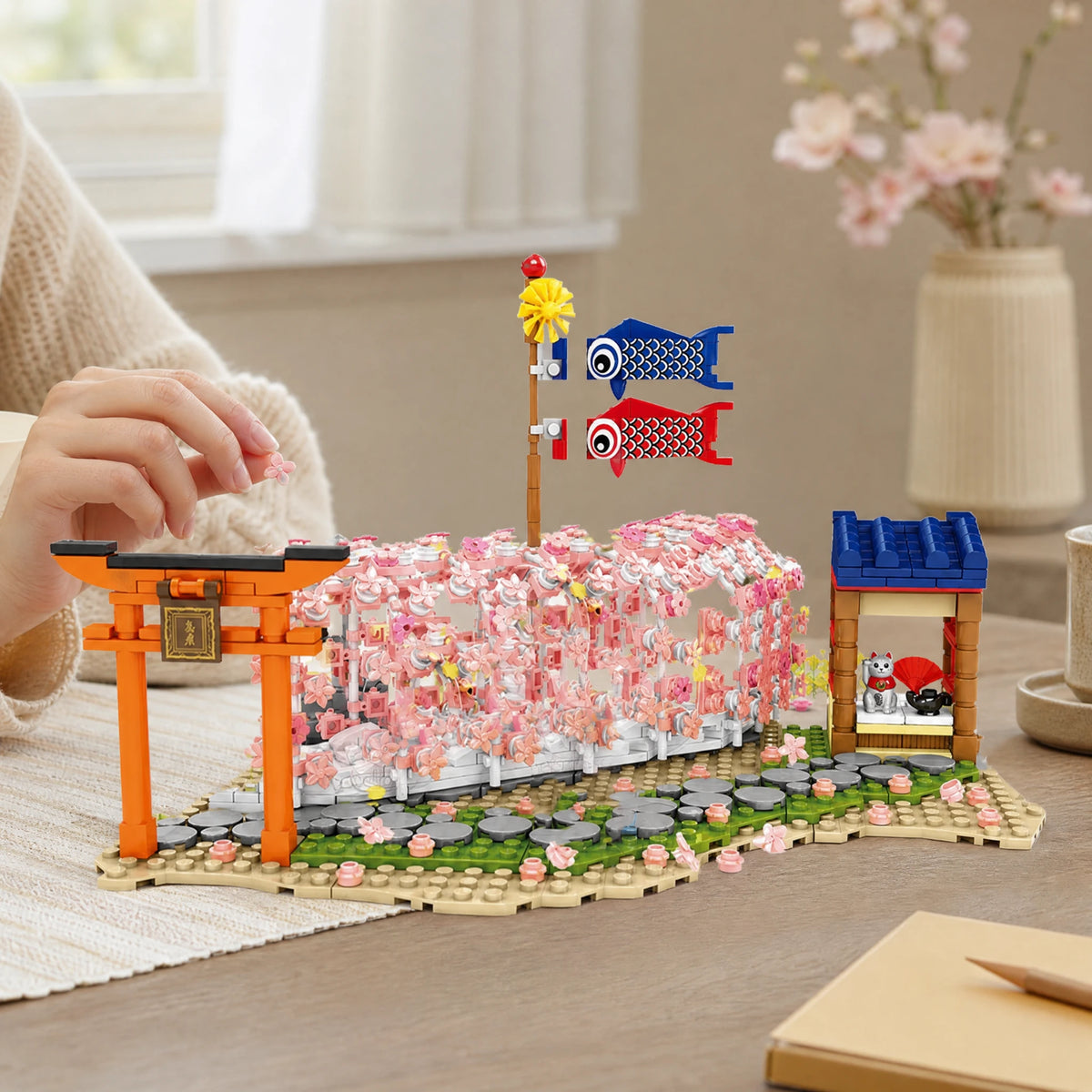 Cherry Blossom Building Set with LED Tunnel and Torii Gate - Utilisation du produit