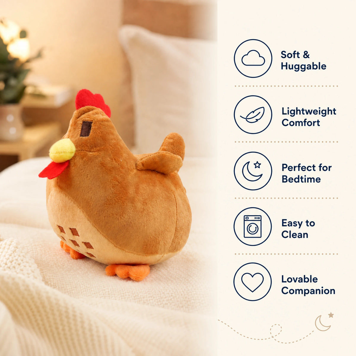 Chicken Plush Toy with Round Chubby Design - Bénéfices produit