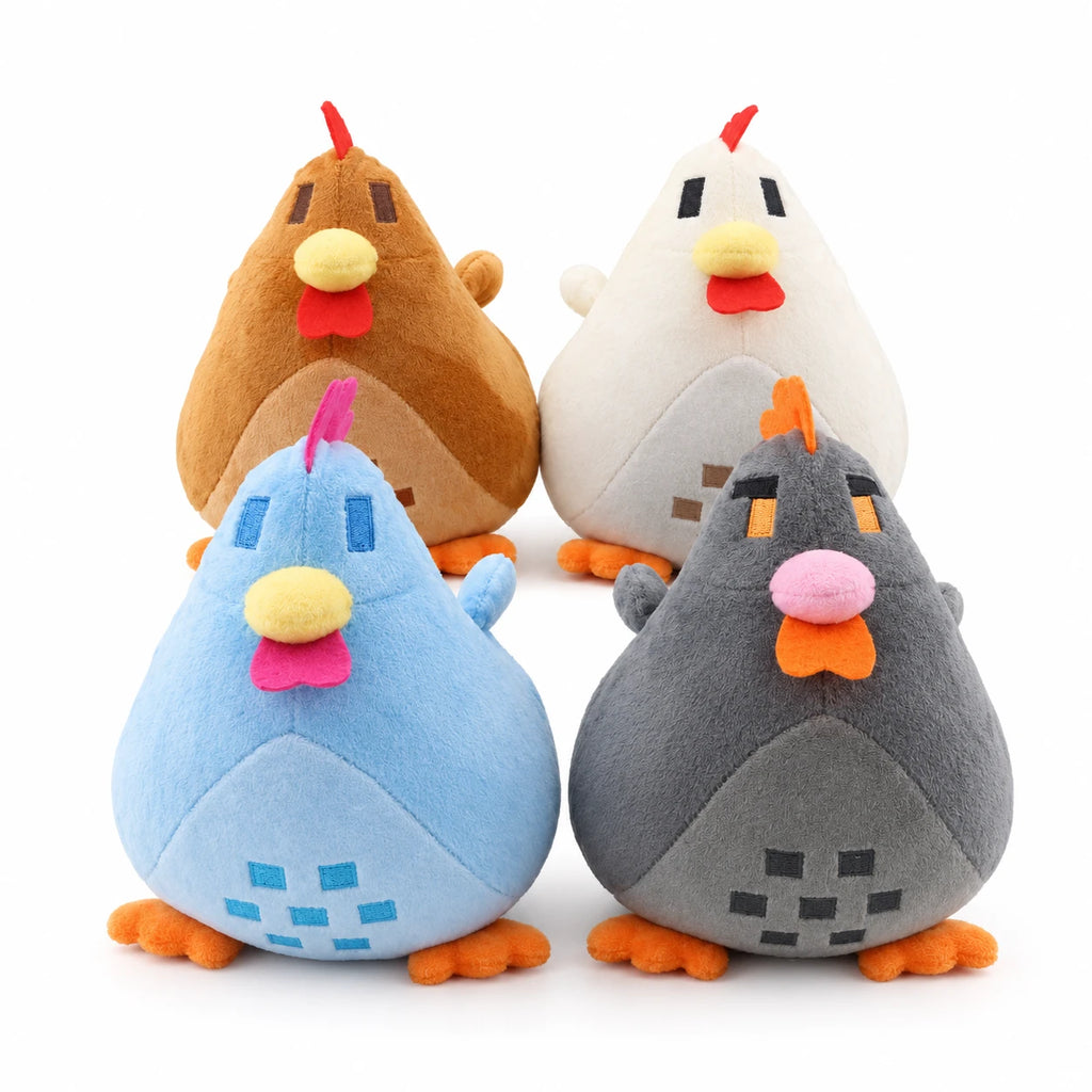Chicken Plush Toy with Round Chubby Design - Set of 4