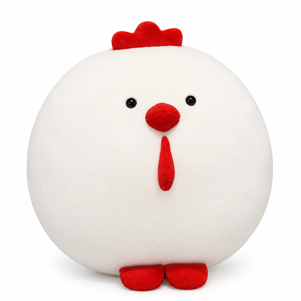 Chicken Plush with Red Comb and Soft Body - White / 10in / 25cm (Round) … (6 tailles)