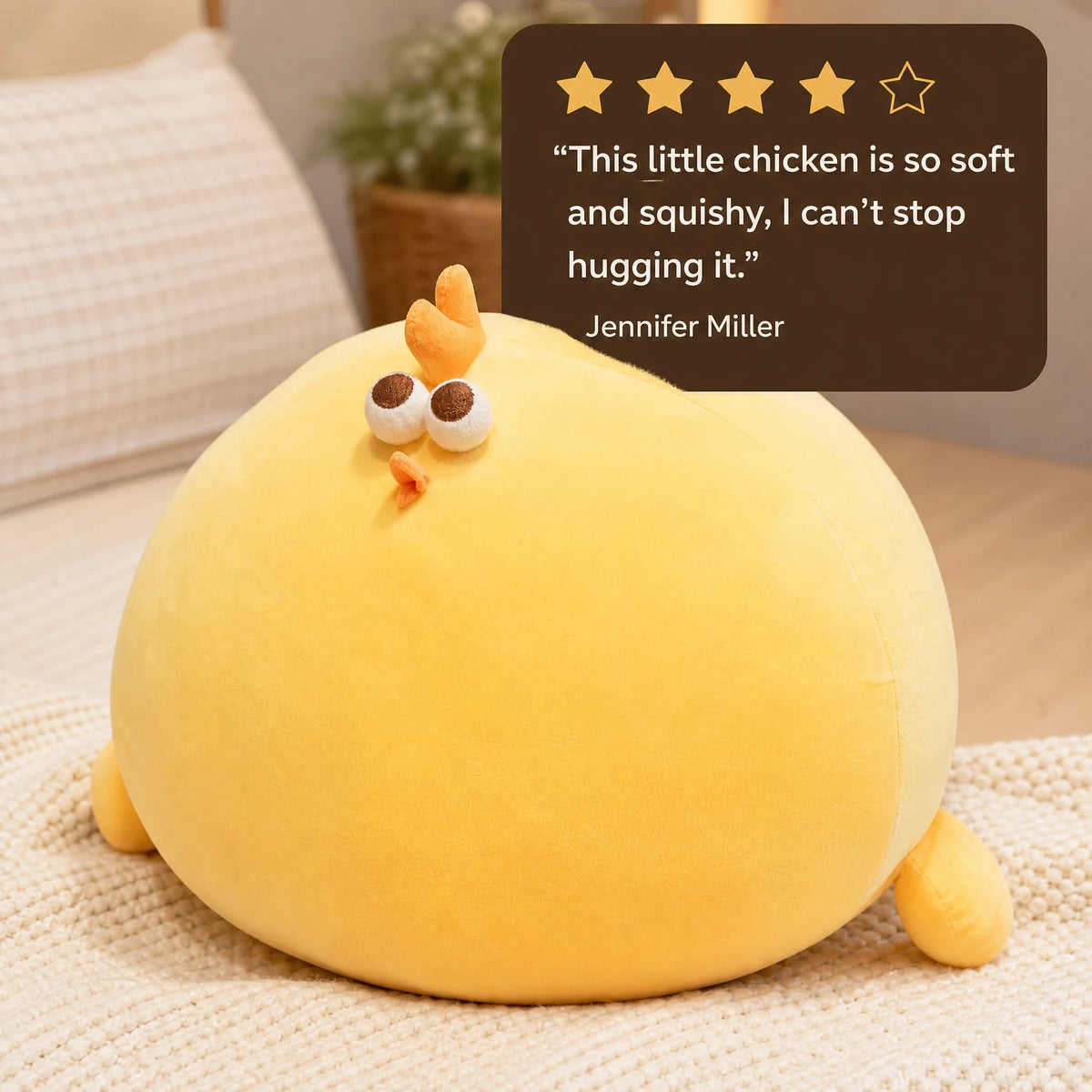 Chicken Plush with Round Chubby Shape and Soft Yellow Filling - Image témoignage