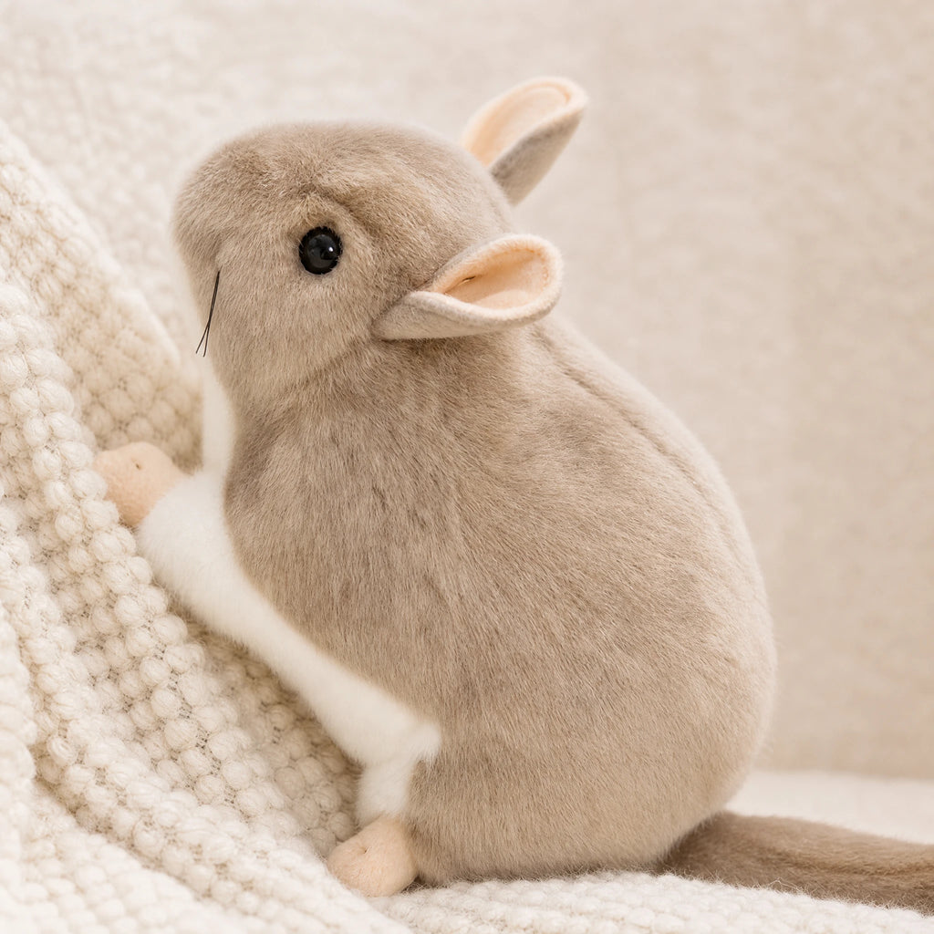 Chinchilla Plush Toy with Round Chubby Body - Détail matière
