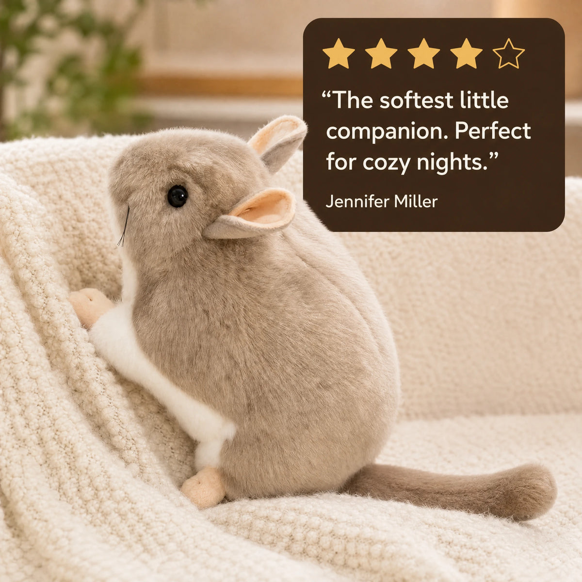 Chinchilla Plush Toy with Round Chubby Body - Image témoignage
