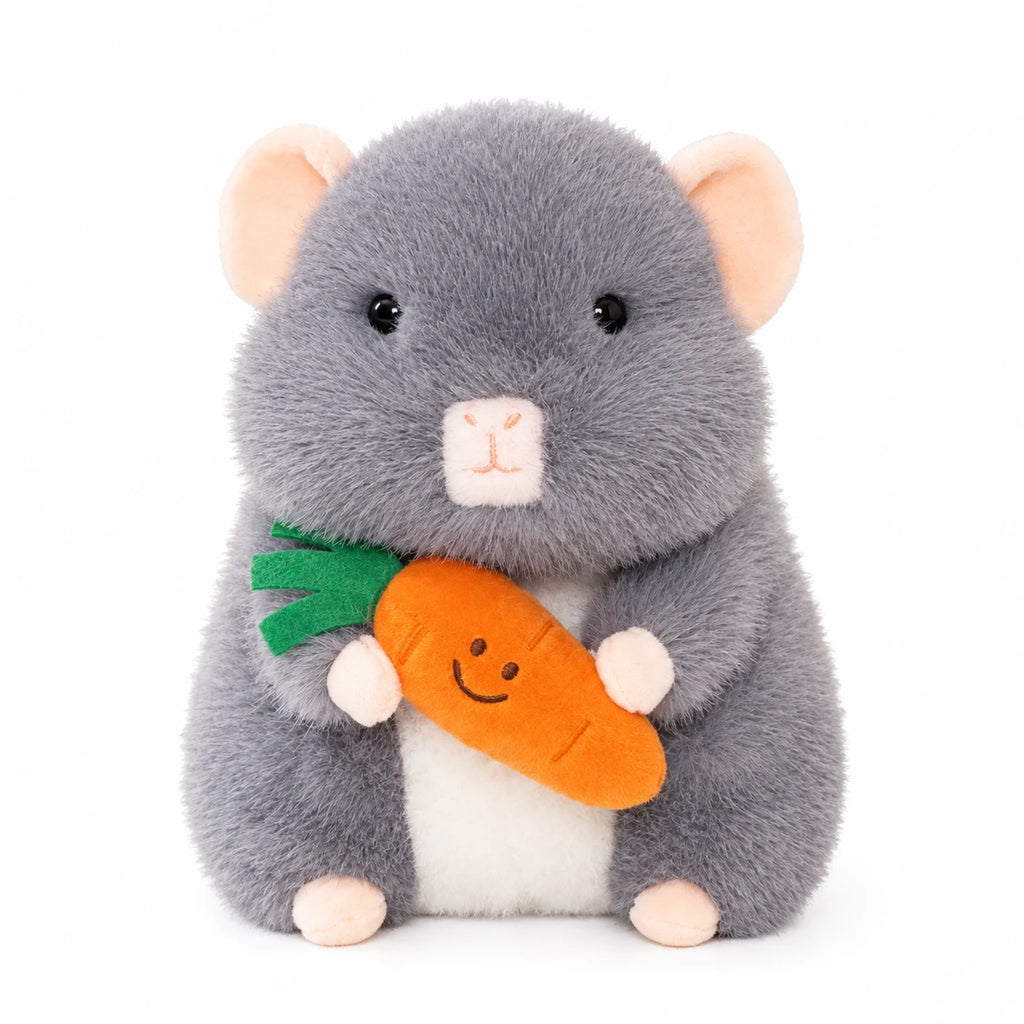 Chinchilla Plush with Carrot, Soft Chubby Round Body - Nibbles (Carrot) / 10in / 25cm … (2 tailles)