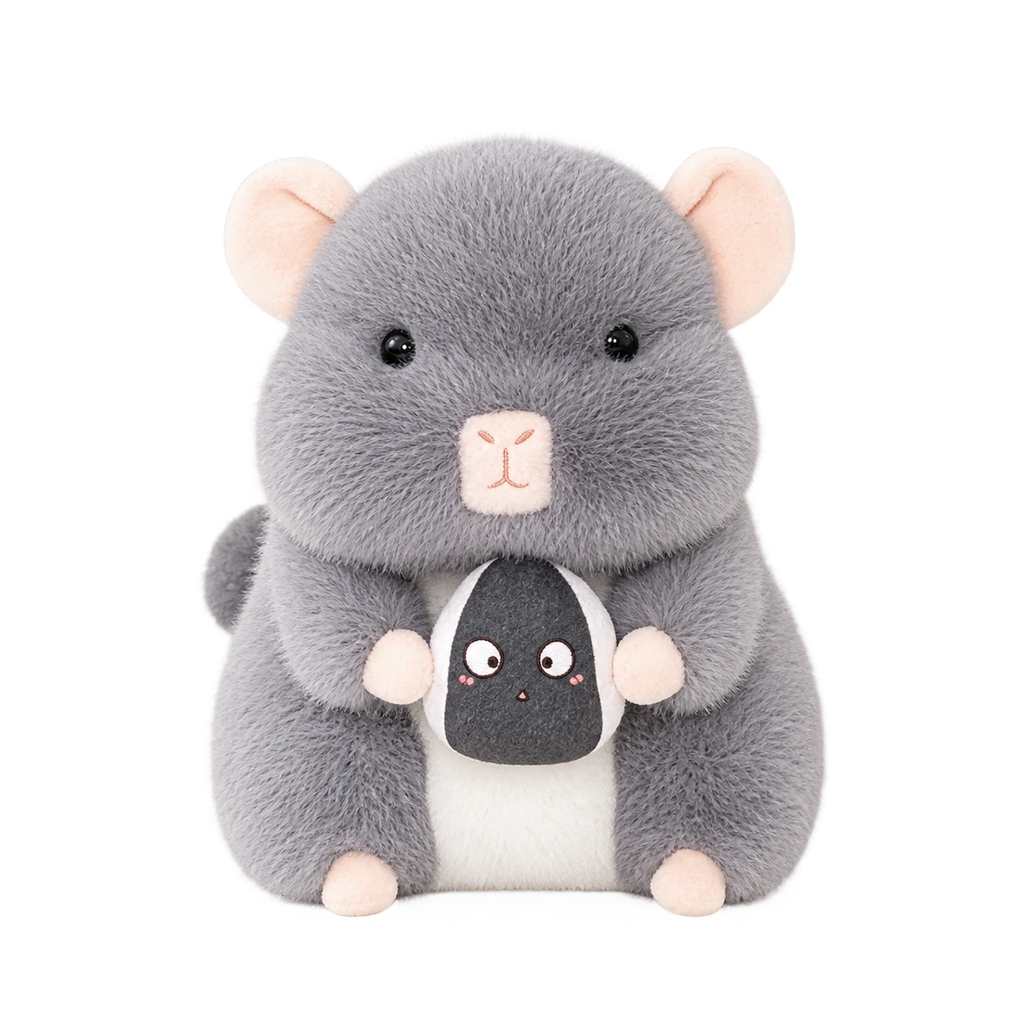 Chinchilla Plush with Carrot, Soft Chubby Round Body - Nibbles (Seed) / 10in / 25cm … (2 tailles)