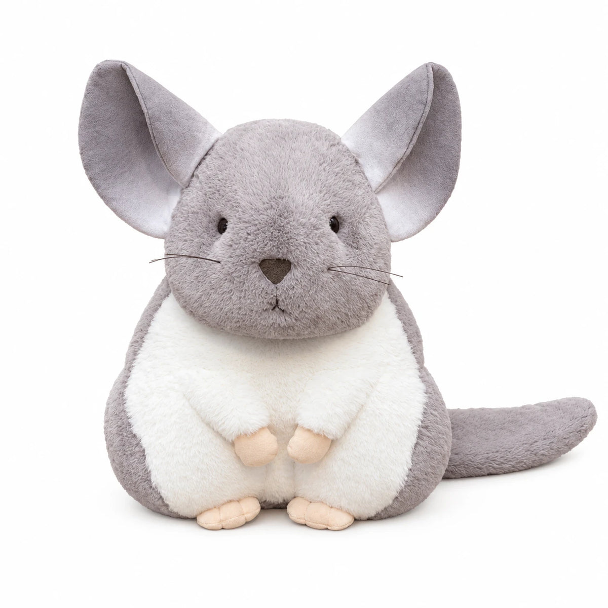 Chinchilla Plush with Embroidered Face and Soft Ears - 9in / 25cm / Whisper Grey … (3 tailles)