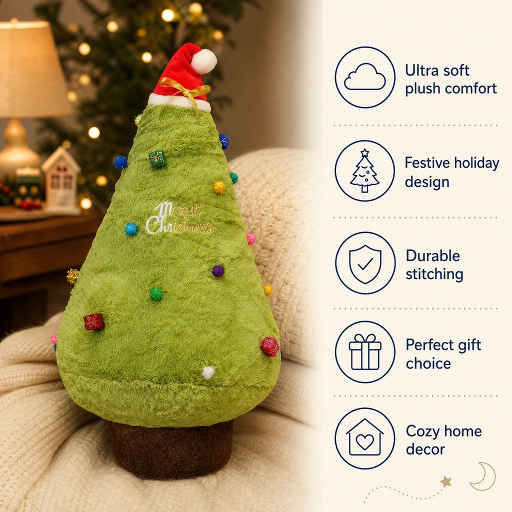 Christmas Tree Plush Toy with Santa Hat and Ornaments - Bénéfices produit