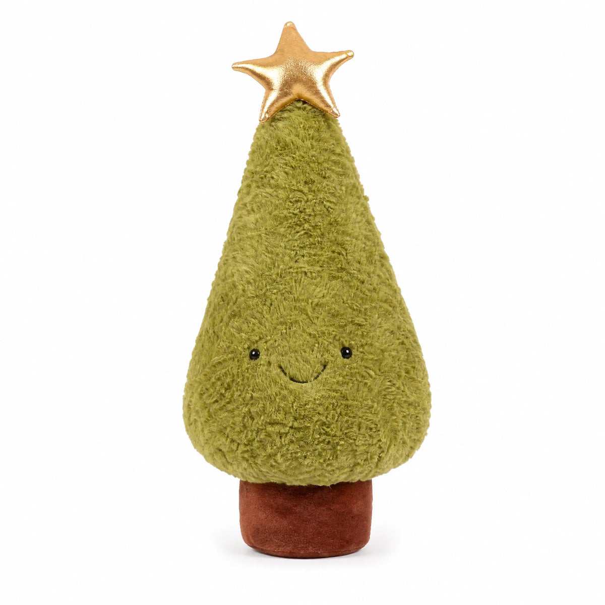 Christmas Tree Plush with Reindeer and Star Topper - Fond blanc