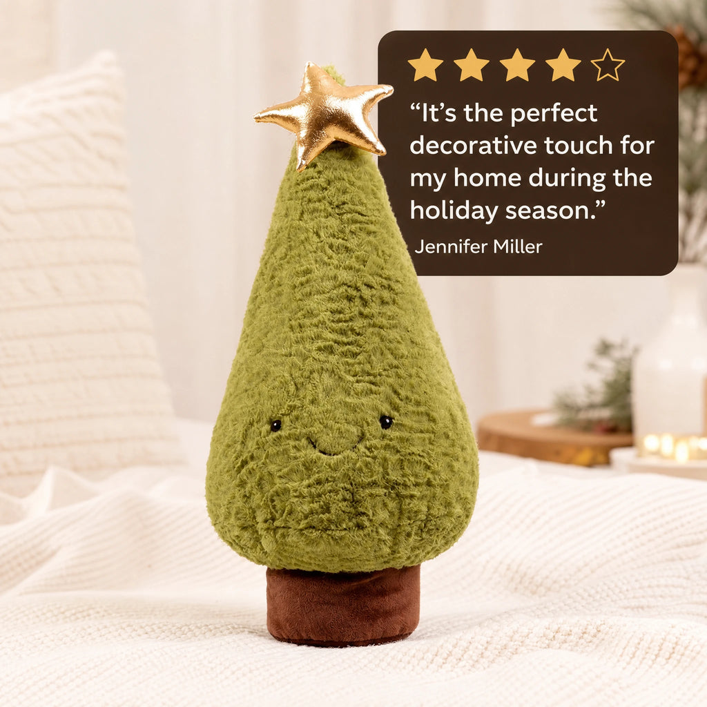Christmas Tree Plush with Reindeer and Star Topper - Image témoignage