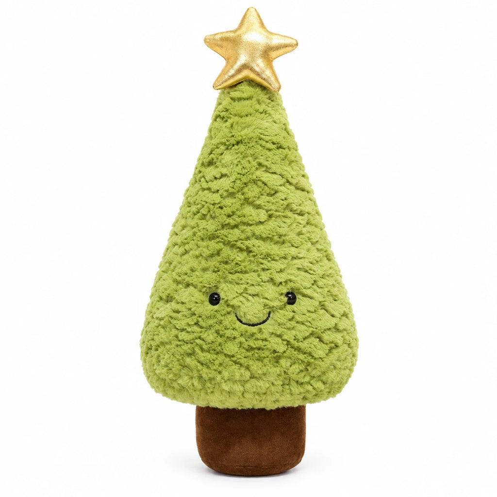 Christmas Tree Plush with Smiling Face and Gold Star - 11in / 30cm … (4 tailles)
