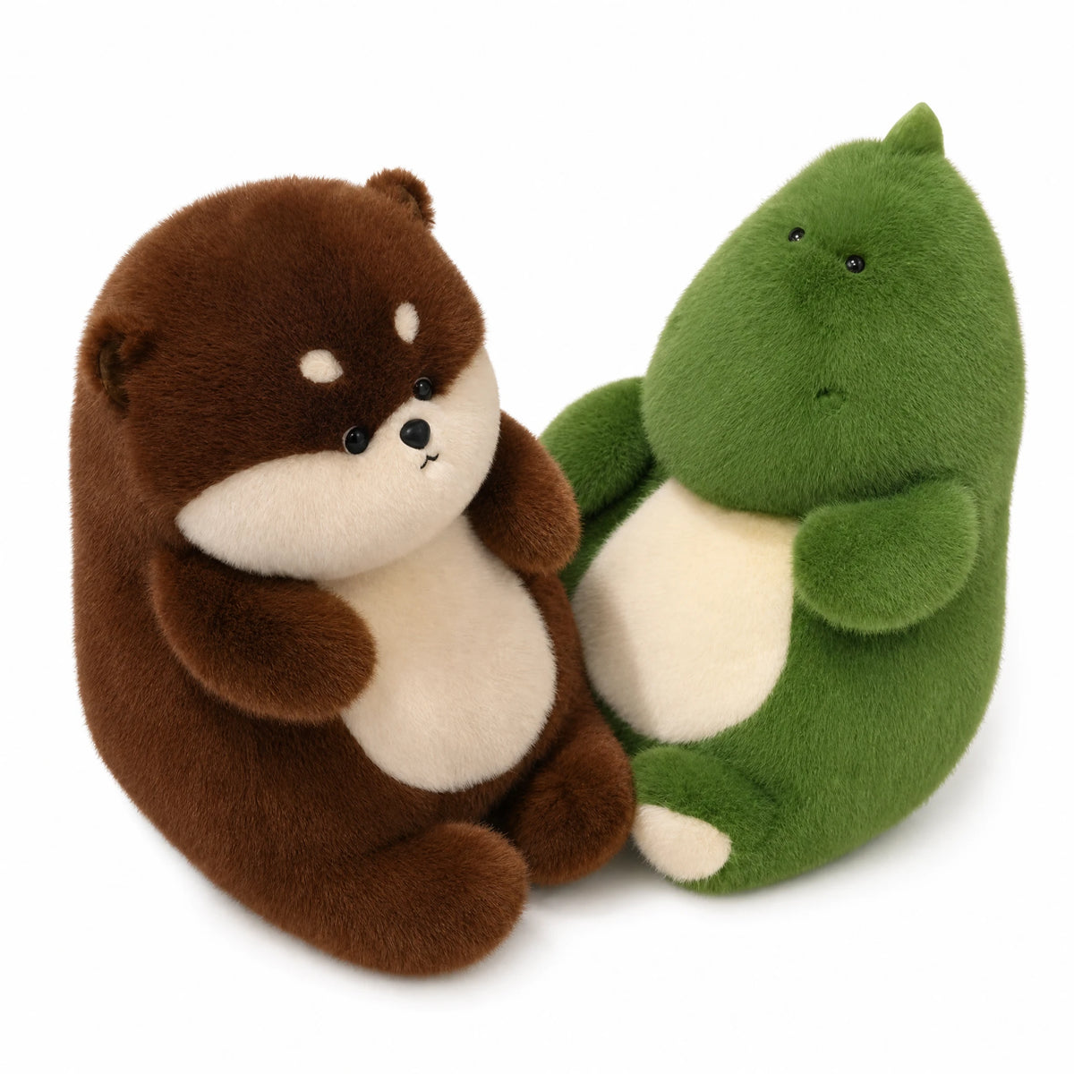 Chubby Animal Plush in Beaver, Dino, Cat, Fox, and Dog Designs - Fond blanc