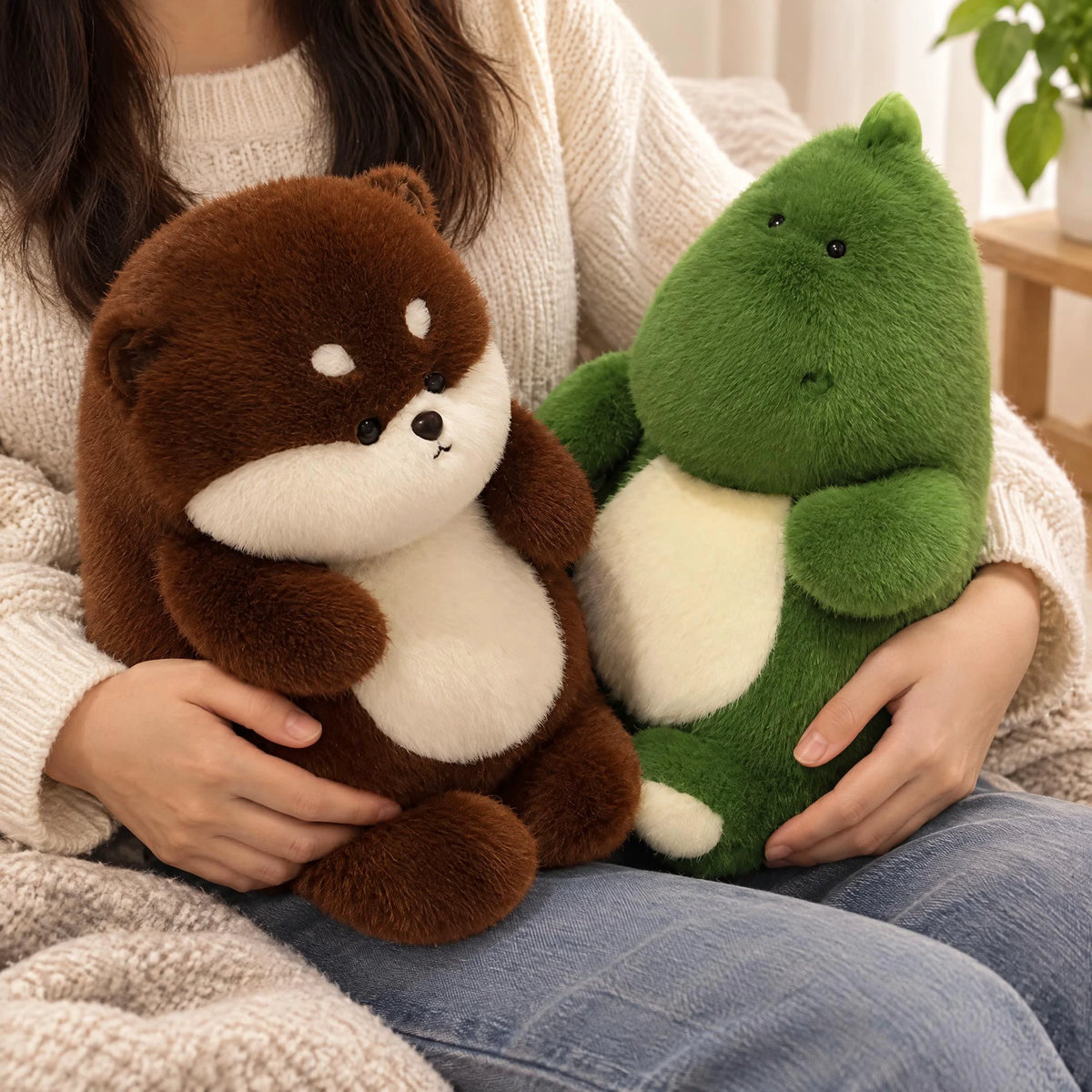 Chubby Animal Plush in Beaver, Dino, Cat, Fox, and Dog Designs - Utilisation du produit