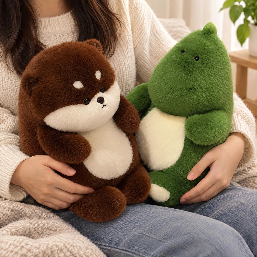 Chubby Animal Plush in Beaver, Dino, Cat, Fox, and Dog Designs - Utilisation du produit